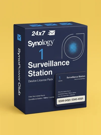 Licencja na kamerę Synology Surveillance Station, 1 opakowanie (CLP1) – oficjalny klucz licencyjny od SynoPower Club