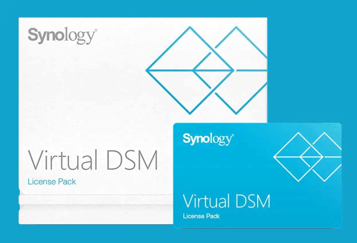 Az Synology Virtual DSM licenccel futtathatja az Virtual DSM-t az Virtual Machine Manager-n, teljes hozzáférést biztosítva a DiskStation Manager funkcióihoz, például a fájlszolgáltatásokhoz és a kiegészítő alkalmazásokhoz. Támogatja a magas rendelkezésre állást, az ultragyors pillanatfelvételeket és a védelmi terveket, növelve a rendszer üzemidejét és a kezelési rugalmasságot. Ezenkívül az Virtual DSM Docker-tárolóban való futtatása ideális a gyors biztonsági mentésekhez, az új funkciók vagy beállítások korlátlan teszteléséhez, valamint könnyű, hatékony környezetet biztosít a virtualizált Synology-rendszerek telepítéséhez és kezeléséhez.