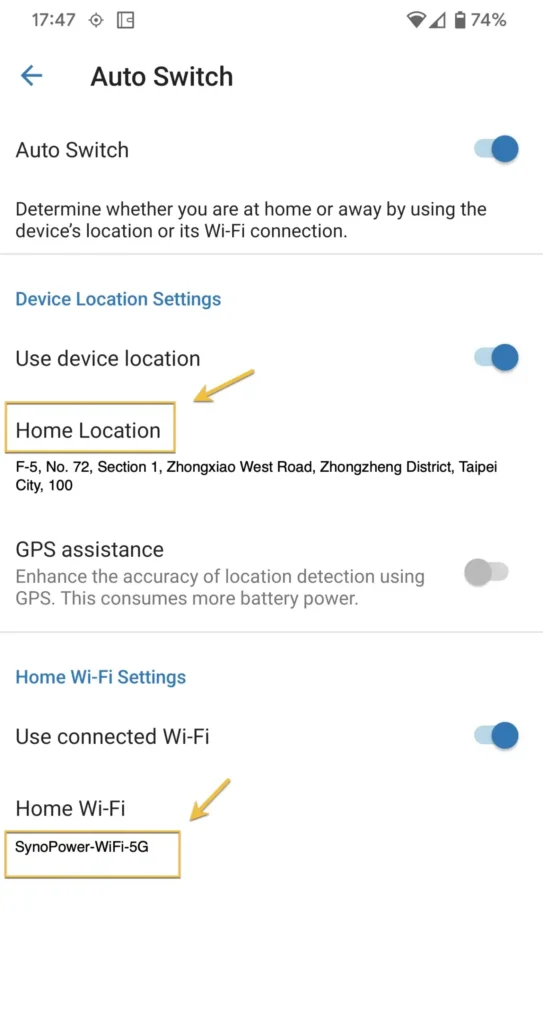 Enabling Auto Switch for Home Mode in DS cam