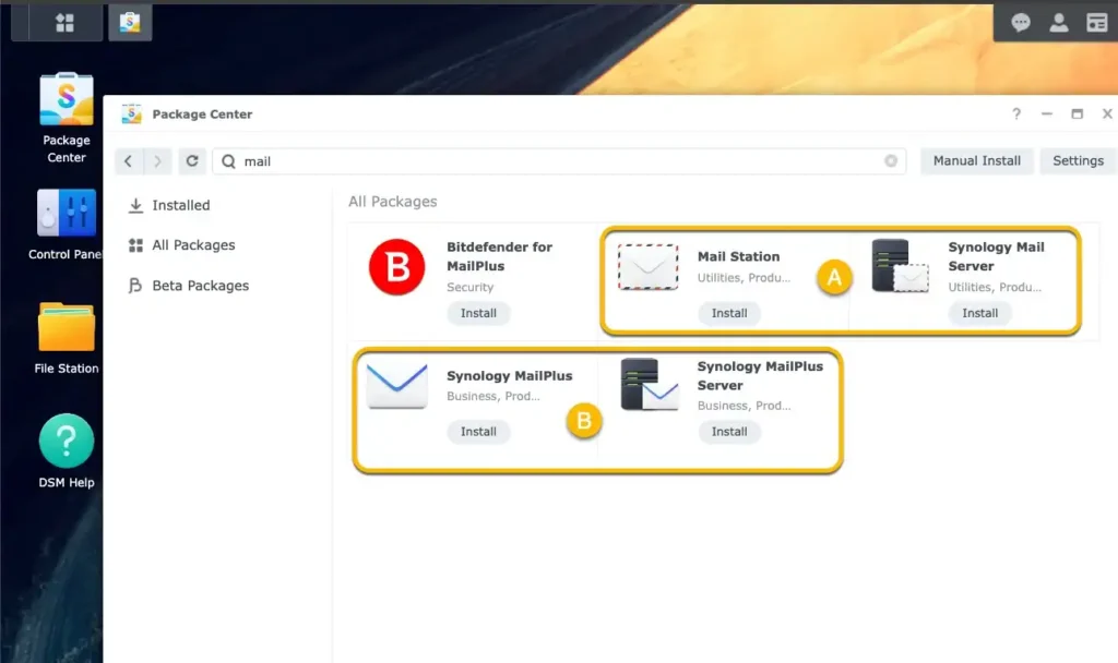 suite di posta di synology
