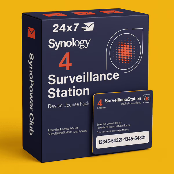 Synology Surveillance Station Licentie 4-pack 2025 Officiële wereldwijde versie