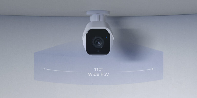 Synology BC510 mounted outdoors showing its 110 degree field of view