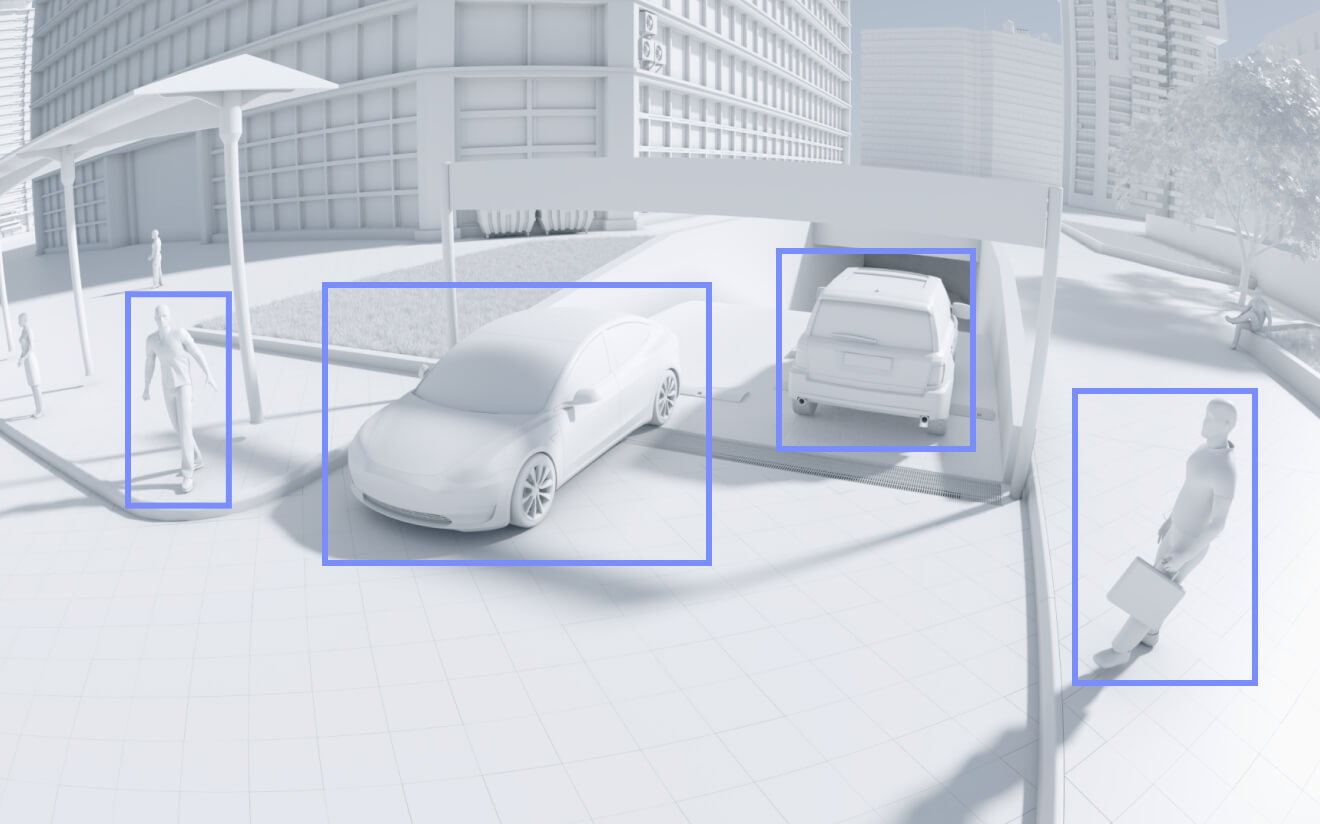 On-camera AI detecting people and vehicles, as used by Surveillance365 and Surveillance Station