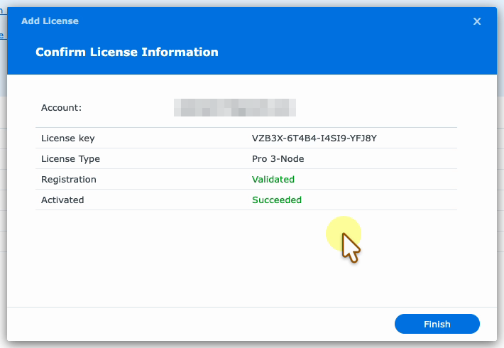 VMM Pro license migration result with Registration Validated and Activated Succeeded